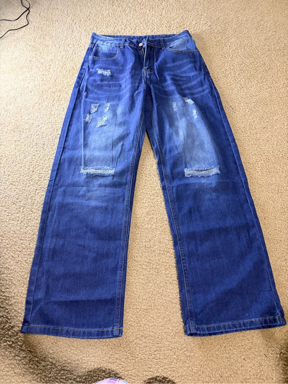 Women’s  Distressed Straight-Leg Jeans - Blue